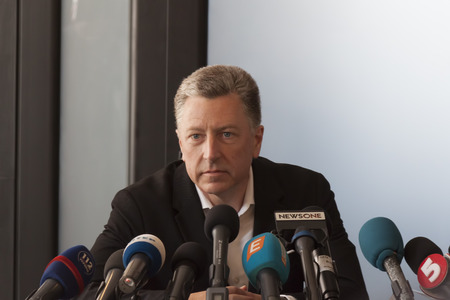 SLOVIANSK, UKRAINE - MAY 15, 2018: Kurt Volker, Special Representative of the US Department of State for Ukraine, in Sloviansk at a press conferenceのeditorial素材