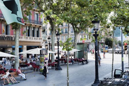 BARCELONA, SPAIN - JULY 13, 2013: On the streets of Barcelona in a summer day