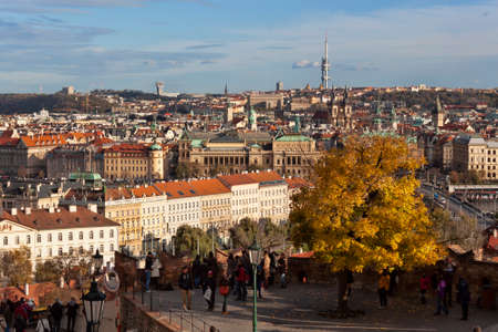 PRAGUE, CZECH REPUBLIC - NOVEMBER 3, 2012: Panoramic view of autumn Prague from the Prague Castleのeditorial素材