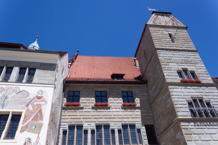 UEBERLINGEN, BODENSEEKREIS, BADEN-WUERTTEMBERG, GERMANY - JULY 2, 2022: Architectural solutions on the streets of Ueberlingenのeditorial素材