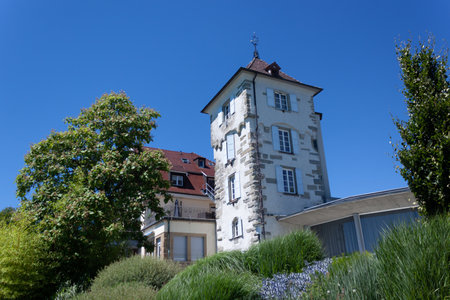 UEBERLINGEN, BODENSEEKREIS, BADEN-WUERTTEMBERG, GERMANY - JULY 2, 2022: Architectural solutions on the streets of Ueberlingenのeditorial素材