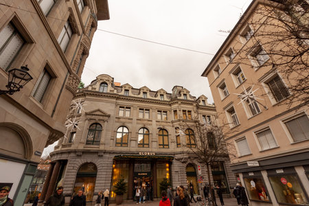 ST. GALLEN, SWITZERLAND - JANUARY 3, 2024: Streets of St. Gallen. The Charming city and also Unesco...