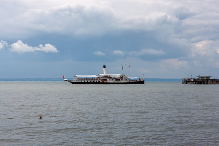 LANGENARGEN, GERMANY - AUGUST 5, 2023: The unique historic steamer Hohentwiel on Lake Constance near...