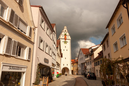 BAD WALDSEE, GERMANY - APRIL 15, 2024: On the street of Bad Waldsee's old townのeditorial素材