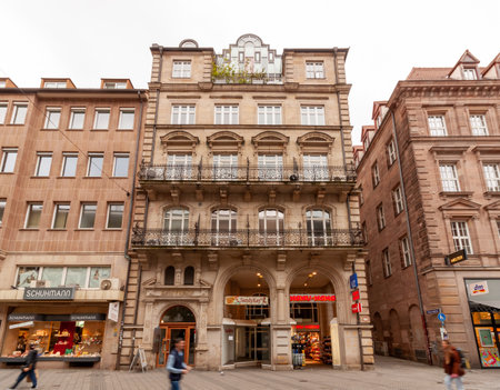 NUREMBERG, GERMANY - MAY 17, 2024: On the street in old town of Nurembergのeditorial素材