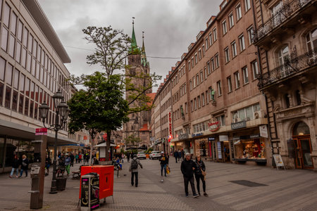 NUREMBERG, GERMANY - MAY 17, 2024: On the street in old town of Nurembergのeditorial素材