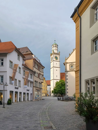 RAVENSBURG, GERMANY - MAY 22, 2022: On the street in the old town of Ravensburgの写真素材