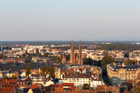 A stunning view from the observation deck of Strasbourg Cathedral, Franceの写真素材