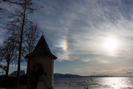 Sun dog (parhelion) phenomenon over Lake Constance (Bodensee) in Lindau