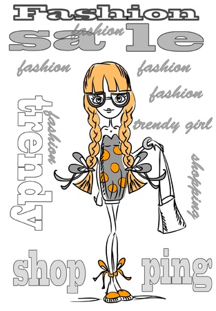 Cartoon fashionable girls のイラスト素材