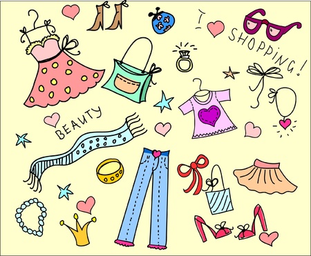 Doodle shopping のイラスト素材