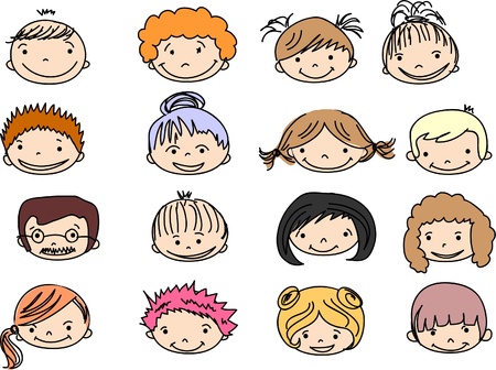Cartoon cute faces のイラスト素材