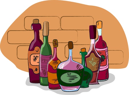 vector collection of wine bottles のイラスト素材