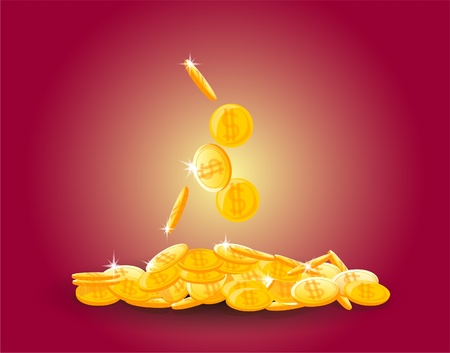 large pile of coins, money のイラスト素材