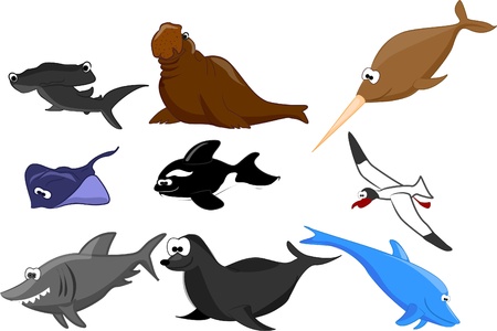 set of marine animals のイラスト素材