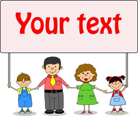 happy family holding hands and smilingのイラスト素材