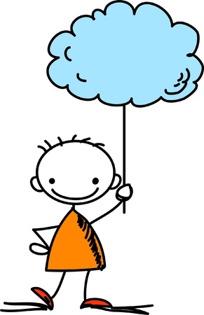 Boy holds a sign the weather のイラスト素材