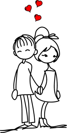 Valentine doodle boy and girlのイラスト素材