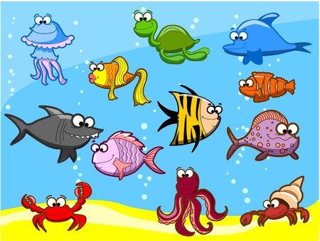 Marine fishes, illustration のイラスト素材
