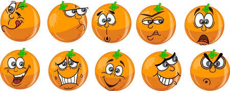 Cartoon oranges with emotionsのイラスト素材