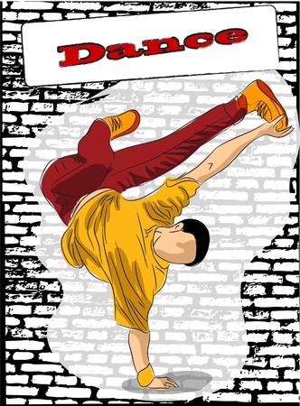 Dancing guy, stylish vector background のイラスト素材