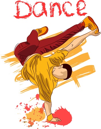 Dancing guy, stylish vector background のイラスト素材
