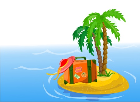 Travel background, palm and suitcase のイラスト素材