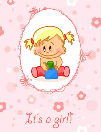 Announcement card with baby girl, vector のイラスト素材