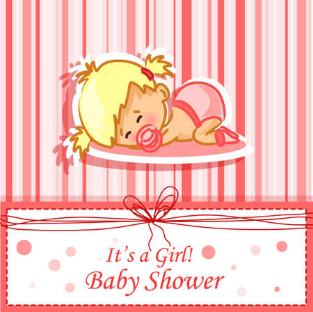 Announcement card with baby girlのイラスト素材