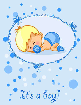 Announcement card with baby girlのイラスト素材