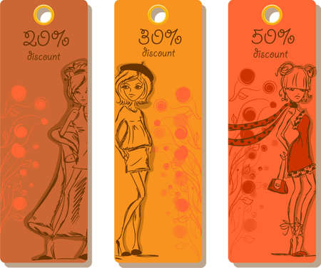 Cartoon fashionable girls のイラスト素材