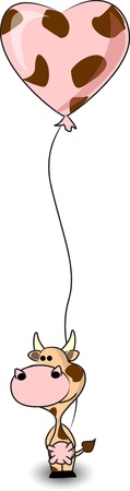 cute cow holds a balloon のイラスト素材