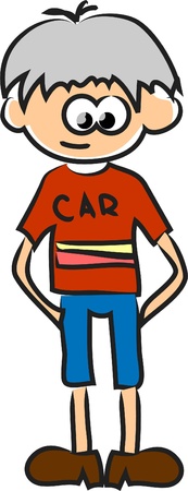 Cute happy cartoon boy のイラスト素材