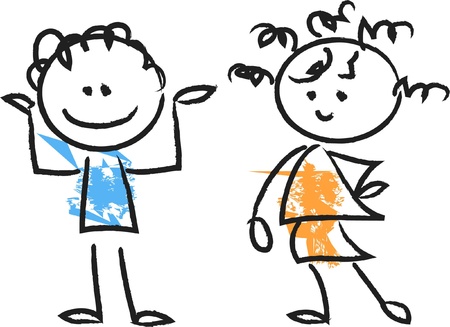 Cute happy cartoon kids のイラスト素材