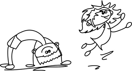 Cute happy cartoon kids のイラスト素材