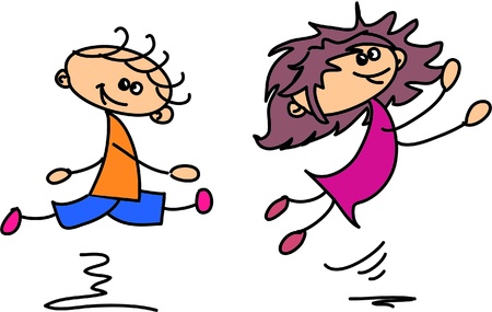 Cute happy cartoon kids のイラスト素材