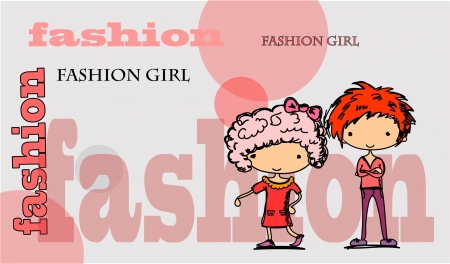 Cartoon fashionable girlsのイラスト素材