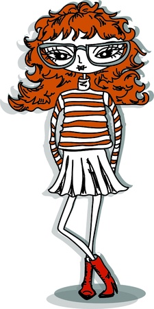 Cartoon fashionable girl のイラスト素材