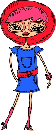 Cartoon fashionable girls のイラスト素材