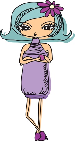 Cartoon fashionable girls のイラスト素材