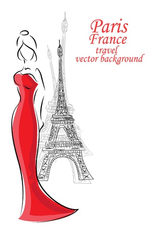 Fashion woman in Paris のイラスト素材