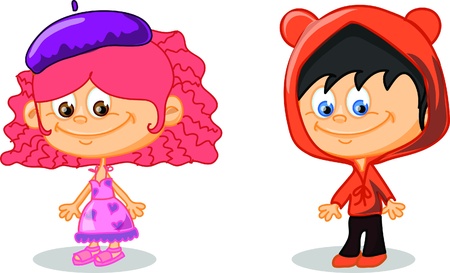 Set of cartoon cute childrenのイラスト素材