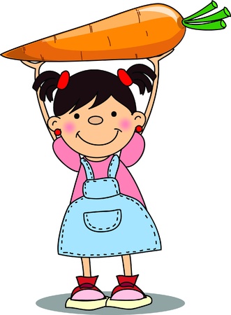 Cartoon girl with carrot のイラスト素材