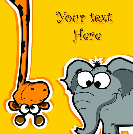 Greeting card with cartoon animals のイラスト素材