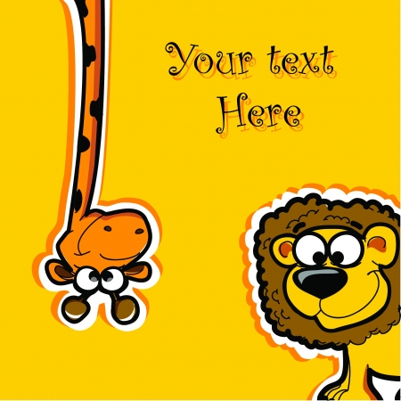 Greeting card with cartoon animals のイラスト素材