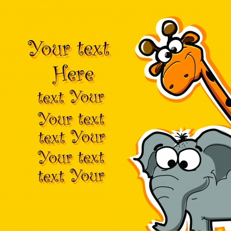 Greeting card with cartoon animals のイラスト素材