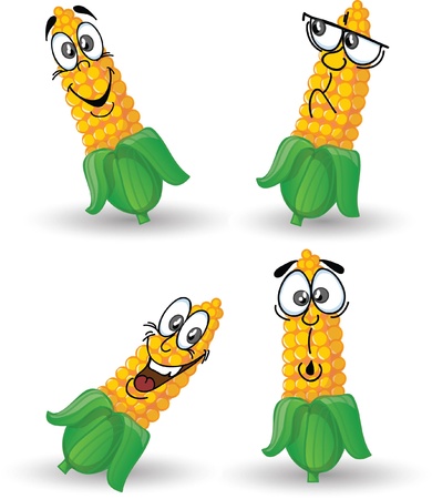 Cartoon corn with emotions のイラスト素材
