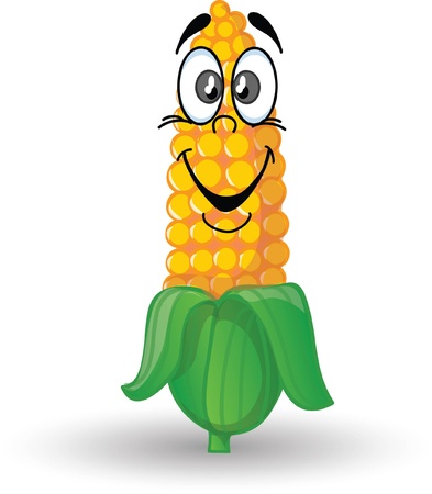 Cartoon corn with cute faceのイラスト素材