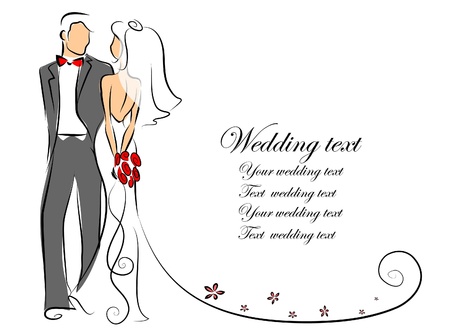 Silhouette of bride and groomのイラスト素材