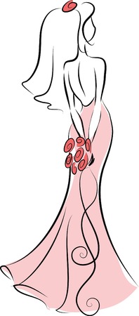 Silhouette of bride and groomのイラスト素材